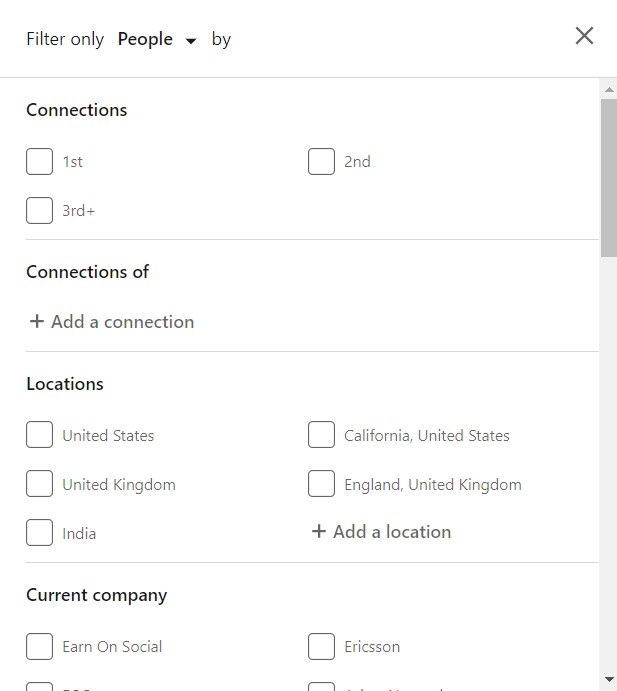 Filtering leads on Linkedin