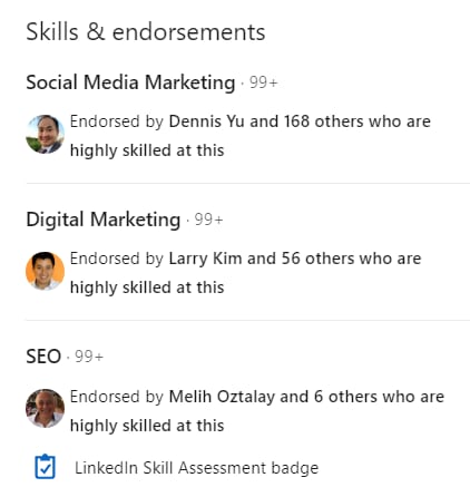 Skills and Endorsements 