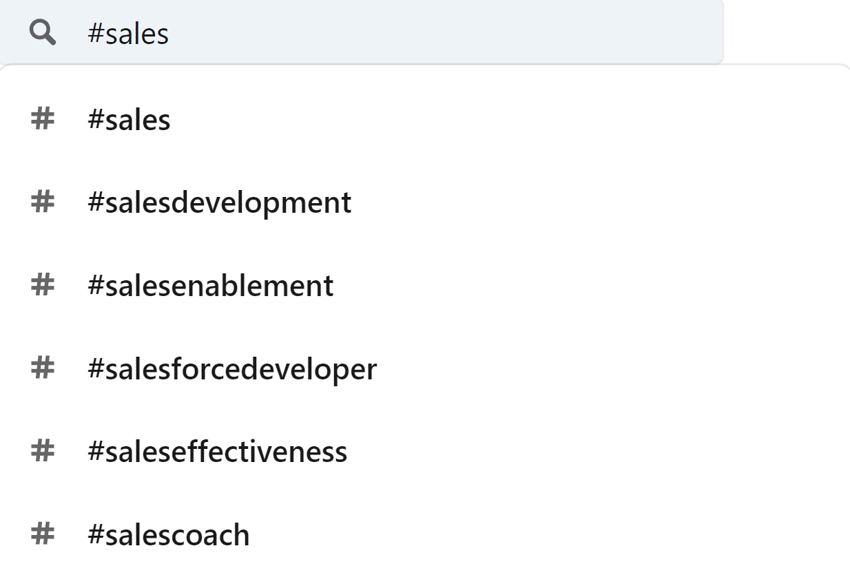 Hashtag search on LinkedIn