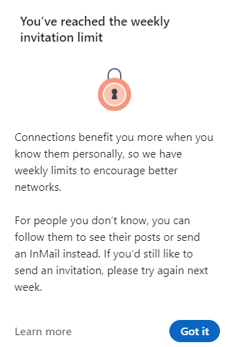 LinkedIn Limits Notification